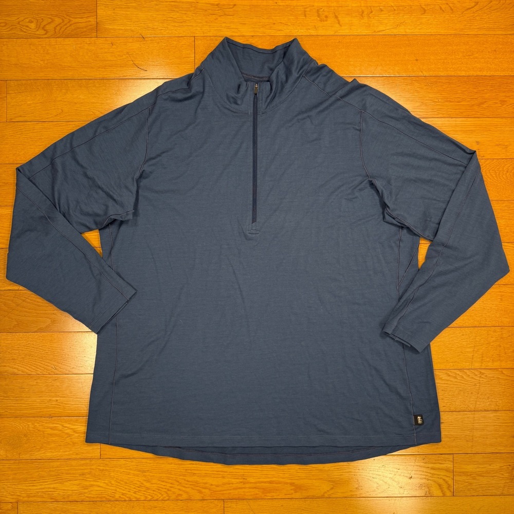 REI Co-op Mens Merino 185 Half-Zip Base Layer Top Blue 3XL 100% Merino Wool